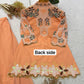 Peach Sequin Floral Kurti Palazzo Set