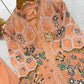 Peach Sequin Floral Kurti Palazzo Set
