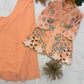 Peach Sequin Floral Kurti Palazzo Set