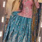 Peach Teal Peacock Sharara