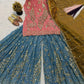 Peach Teal Peacock Sharara
