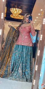 Peach Teal Peacock Sharara
