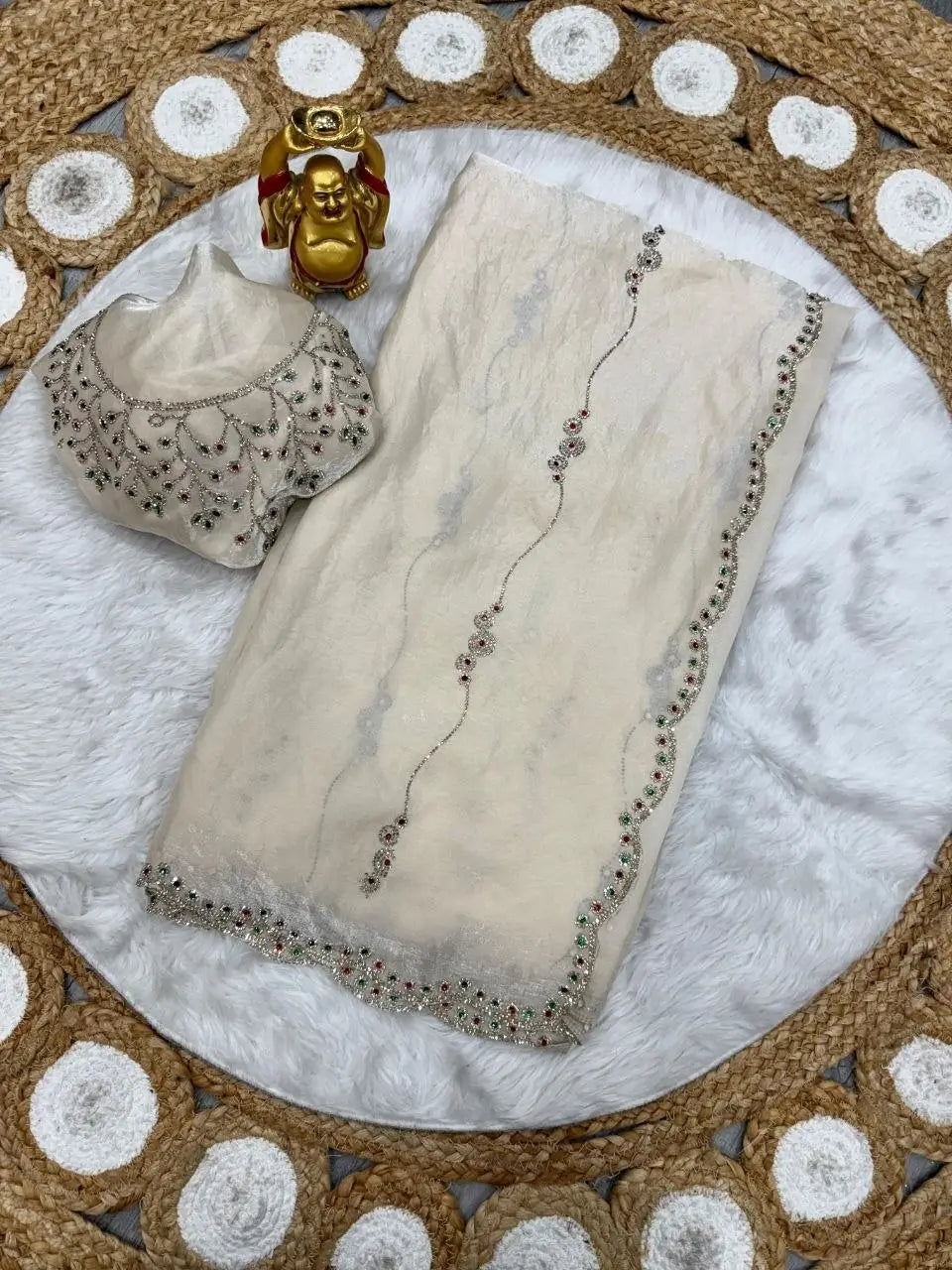 Pearl Jarkan Stone Saree