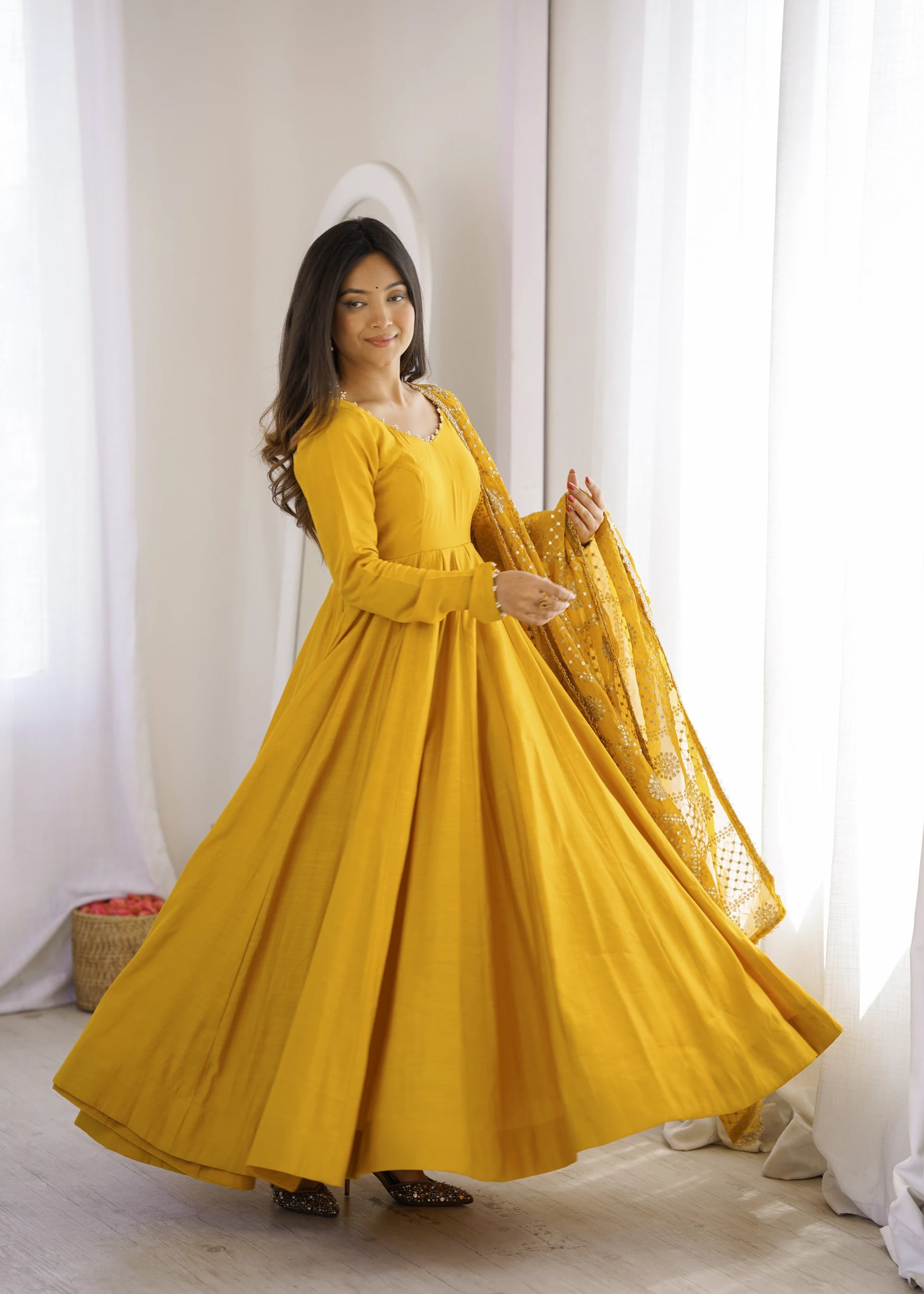 Pearl Trim Flare Anarkali