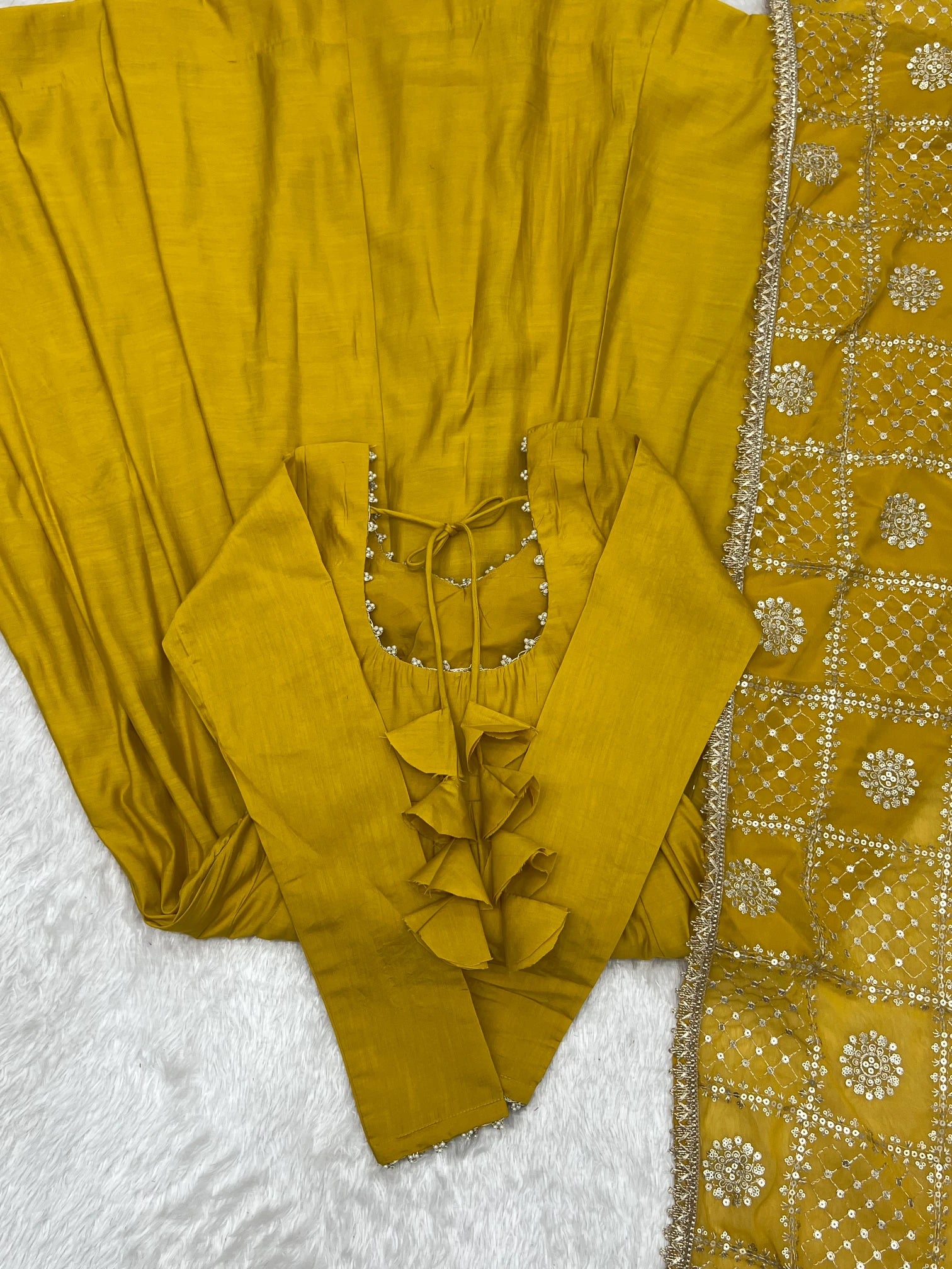 Pearl Trim Flare Anarkali