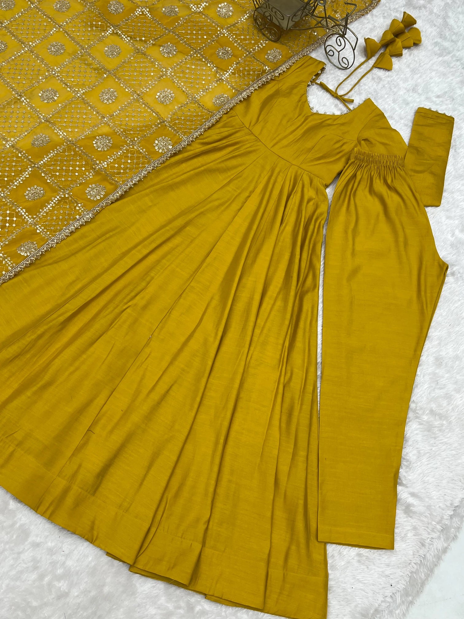 Pearl Trim Flare Anarkali
