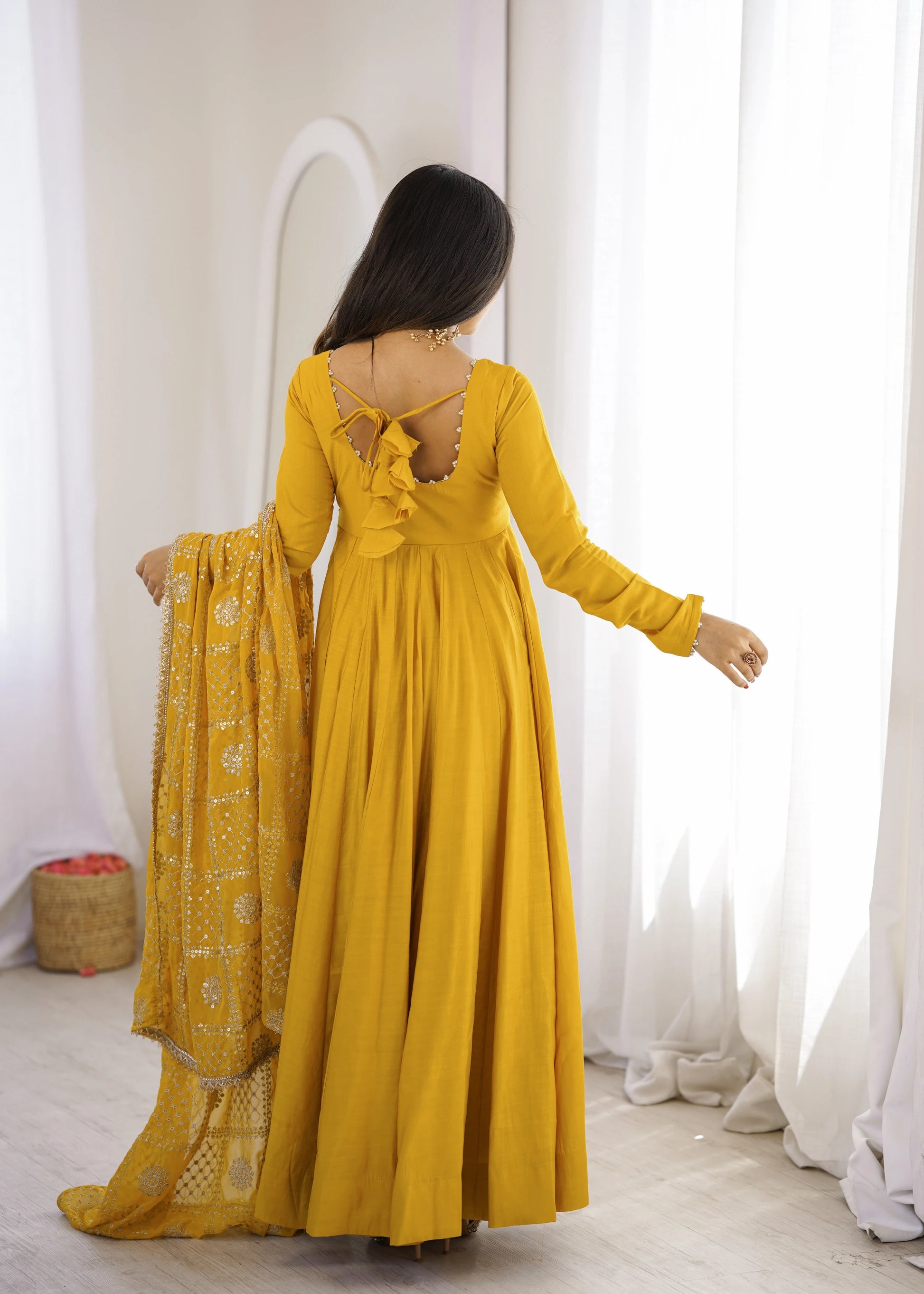Pearl Trim Flare Anarkali