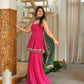 Pink Bandhej Peplum Set