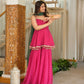 Pink Bandhej Peplum Set