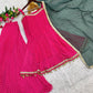 Pink Bandhej Peplum Set