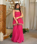 Pink Bandhej Peplum Set
