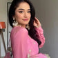 Pink Chinon Silk Embroidered Anarkali Gown Set with Dupatta