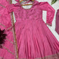 Pink Chinon Silk Embroidered Anarkali Gown Set with Dupatta