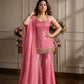 Pink Fandy Fabric Sharara Set With Dupatta
