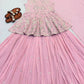 Pink Peplum Embroidered Lehenga
