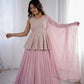 Pink Peplum Embroidered Lehenga