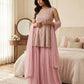 Pink Peplum Embroidered Lehenga