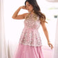 Pink Peplum Embroidered Lehenga