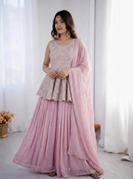 Pink Peplum Embroidered Lehenga