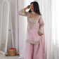 Pink Silk Mirror Work Sharara Set With Dupatta
