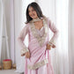 Pink Silk Mirror Work Sharara Set With Dupatta