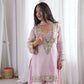 Pink Silk Mirror Work Sharara Set With Dupatta