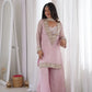 Pink Silk Mirror Work Sharara Set With Dupatta
