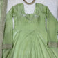 Pista Green Fendy Silk Anarkali Gown Set with Dupatta | Elegant Party & Festive Wear