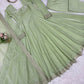 Pista Green Fendy Silk Anarkali Gown Set with Dupatta | Elegant Party & Festive Wear