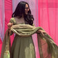 Pista Green Fendy Silk Anarkali Gown Set with Dupatta | Elegant Party & Festive Wear