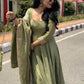 Pista Green Fendy Silk Anarkali Gown Set with Dupatta | Elegant Party & Festive Wear