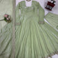 Pista Green Fendy Silk Anarkali Gown Set with Dupatta | Elegant Party & Festive Wear