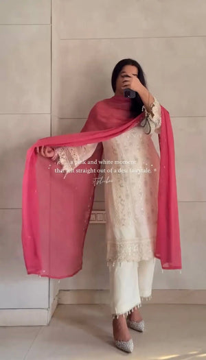 Pista Green Heavy Faux Georgette Embroidered Suit with Plazzo & Dupatta – Wedding & Festive Wear