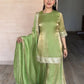 Pista Green Heavy Fendy Silk Palazzo Set with Embroidery Sequence Work and Fancy Latkan