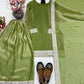 Pista Green Heavy Fendy Silk Palazzo Set with Embroidery Sequence Work and Fancy Latkan
