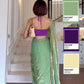 Pista Green Shimmer Saree with Sequin Work