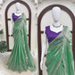 Pista Green Shimmer Saree with Sequin Work