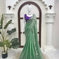 Pista Green Shimmer Saree with Sequin Work