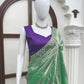 Pista Green Shimmer Saree with Sequin Work
