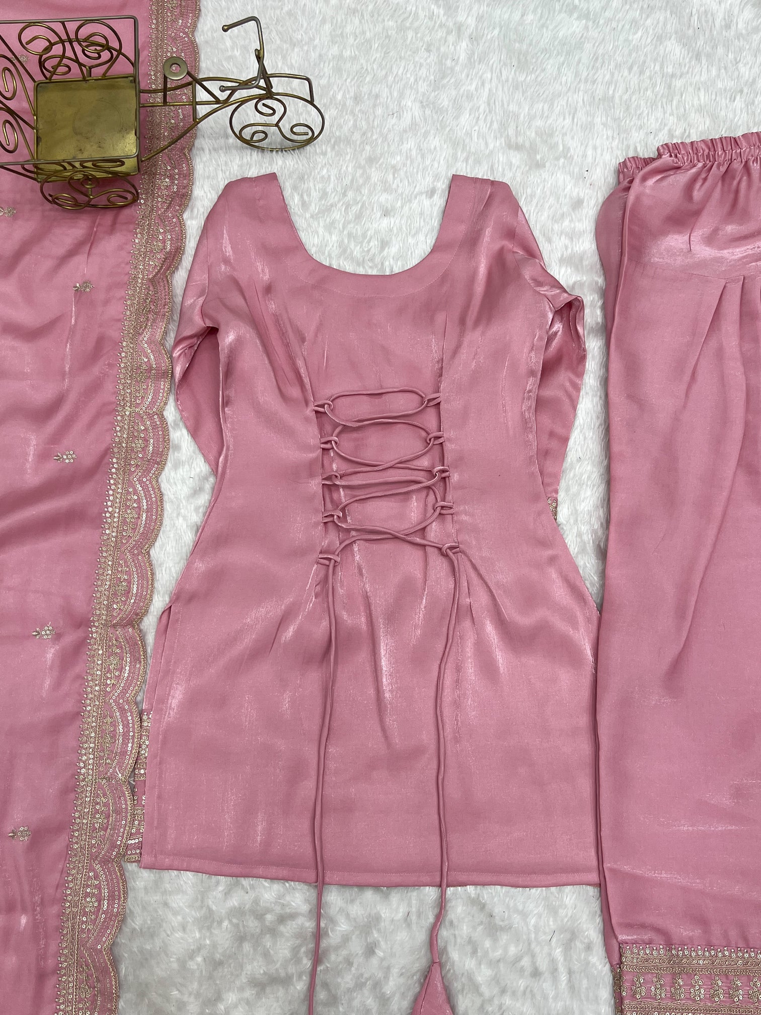 Pista Green Silk Kurta Farshi Salwar Set