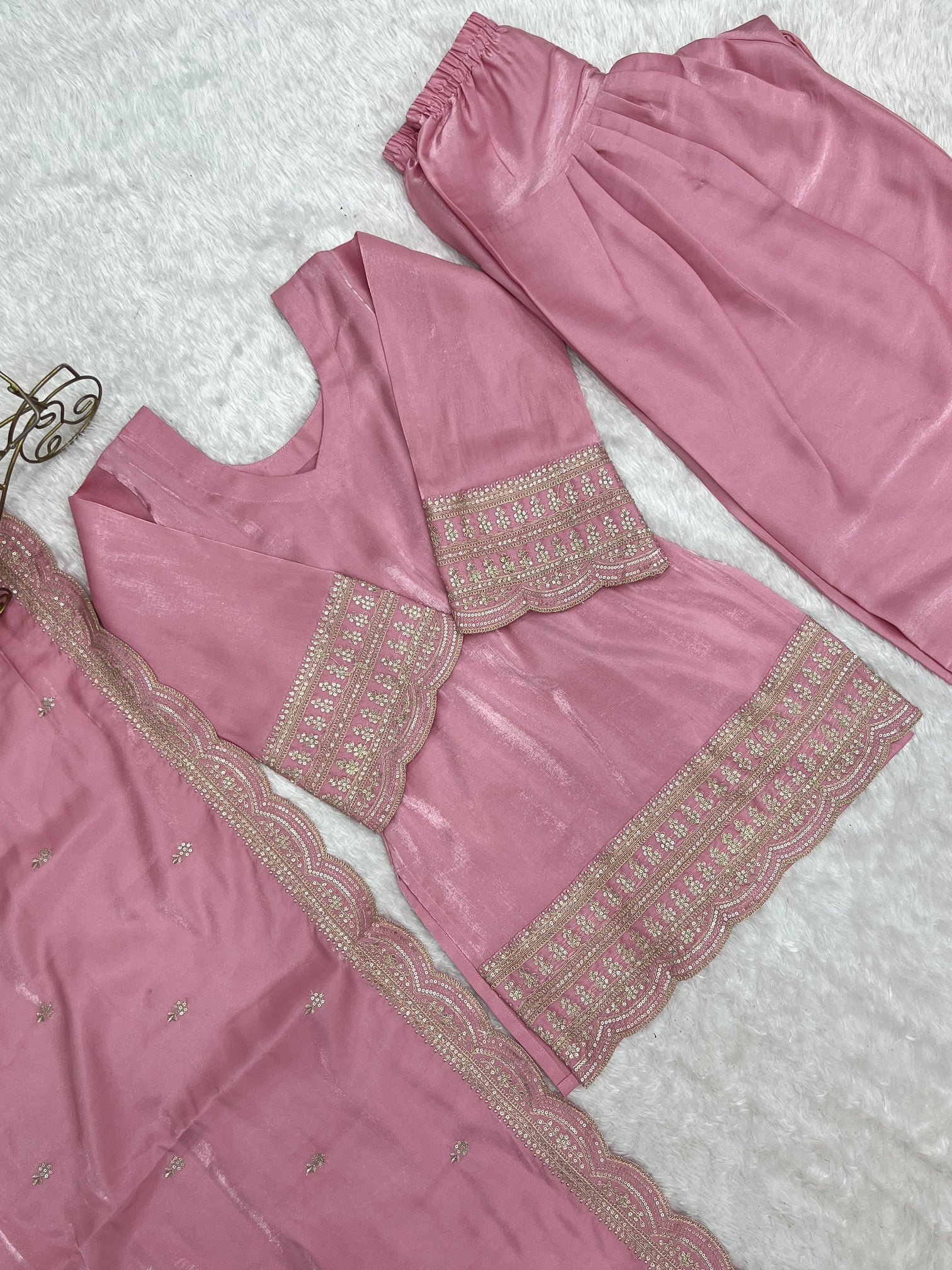 Pista Green Silk Kurta Farshi Salwar Set