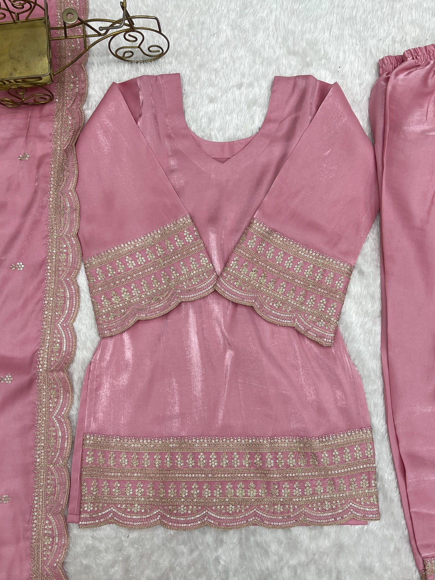 Pista Green Silk Kurta Farshi Salwar Set
