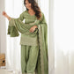 Pista Green Silk Kurta Farshi Salwar Set