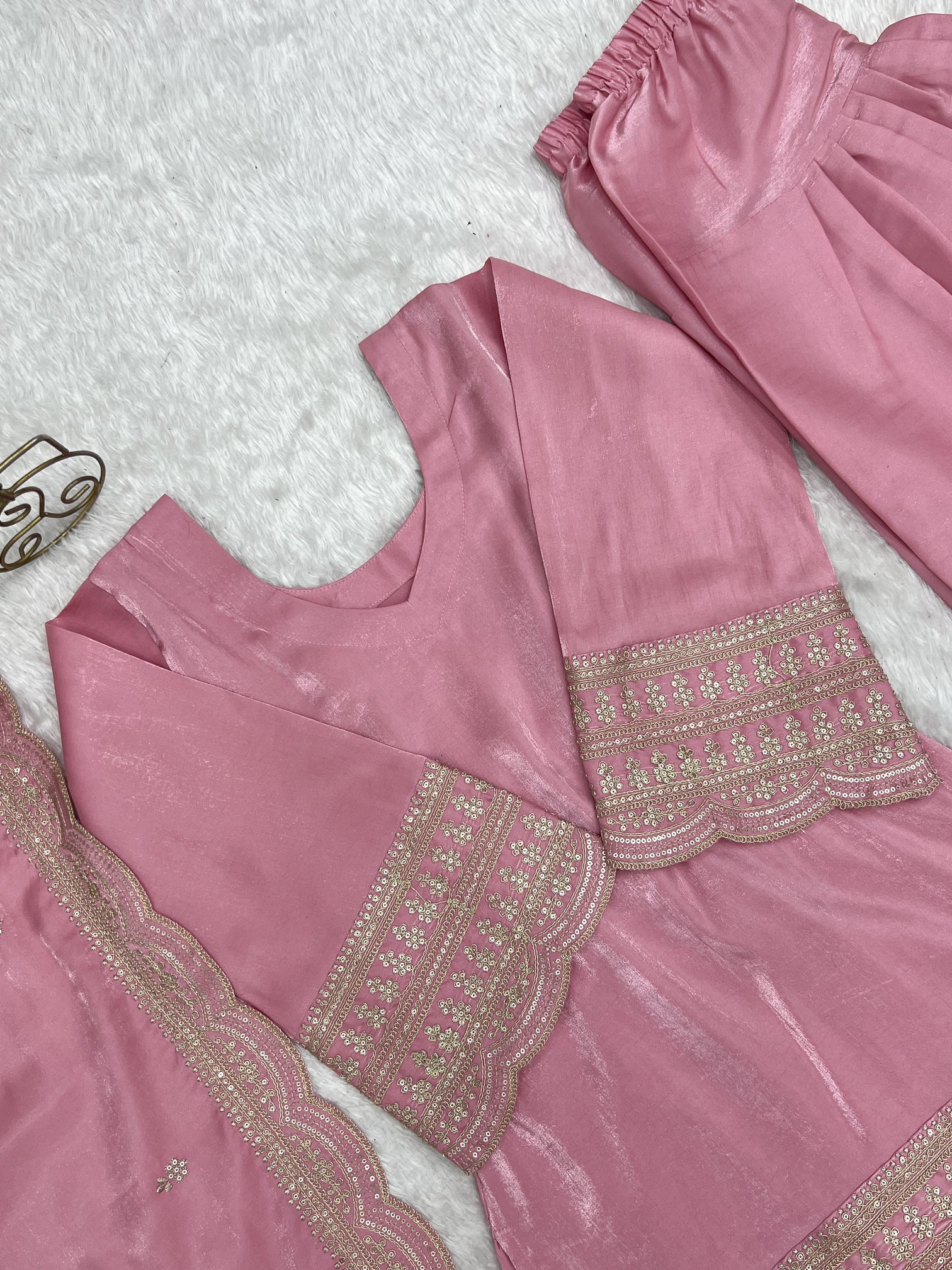 Pista Green Silk Kurta Farshi Salwar Set