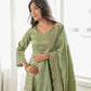 Pista Green Silk Kurta Farshi Salwar Set