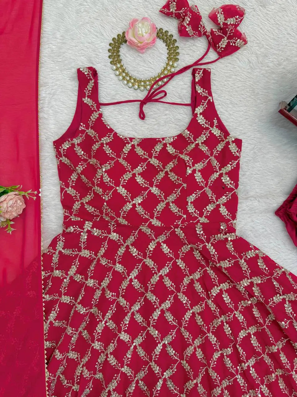 Plum Allure Heavy Fox Georgette Embroidered Anarkali Gown Set