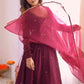Plum Allure Heavy Fox Georgette Embroidered Anarkali Gown Set