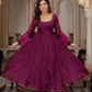 Plum Allure Heavy Fox Georgette Embroidered Anarkali Gown Set