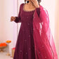 Plum Allure Heavy Fox Georgette Embroidered Anarkali Gown Set