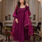 Plum Allure Heavy Fox Georgette Embroidered Anarkali Gown Set